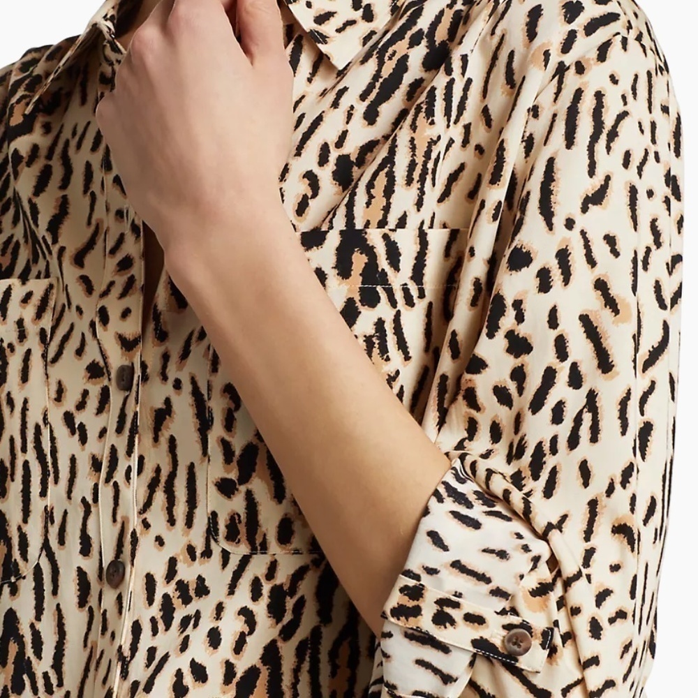Joie 'Lidelle' Leopard Print Blouse, Size L - Picture 10 of 13